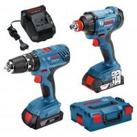 BOSCH GSR 18V-21+ GDX 18V-180 įrankių rinkinys 2x2 Ah L-Boxx